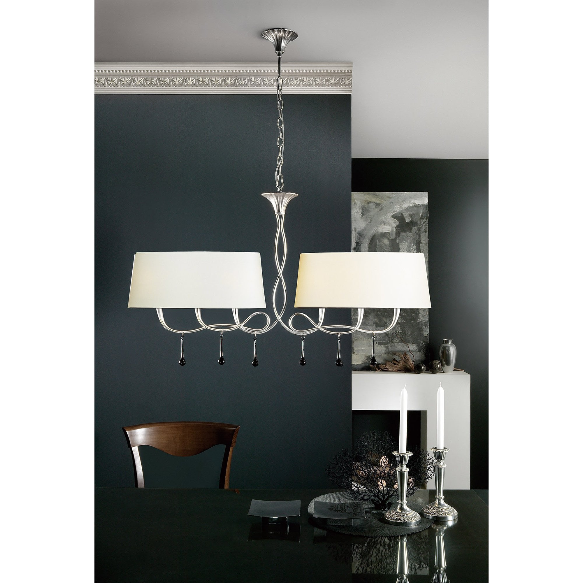 M0548 Paola Wall Lamp 1 Light E14 Gold Painted Cream Shade & Amber Glass Droplets