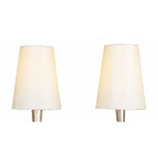 M0537/CS Paola Wall Lamp 2 Light E14 Silver Painted Cream Shades & Black Glass Droplets