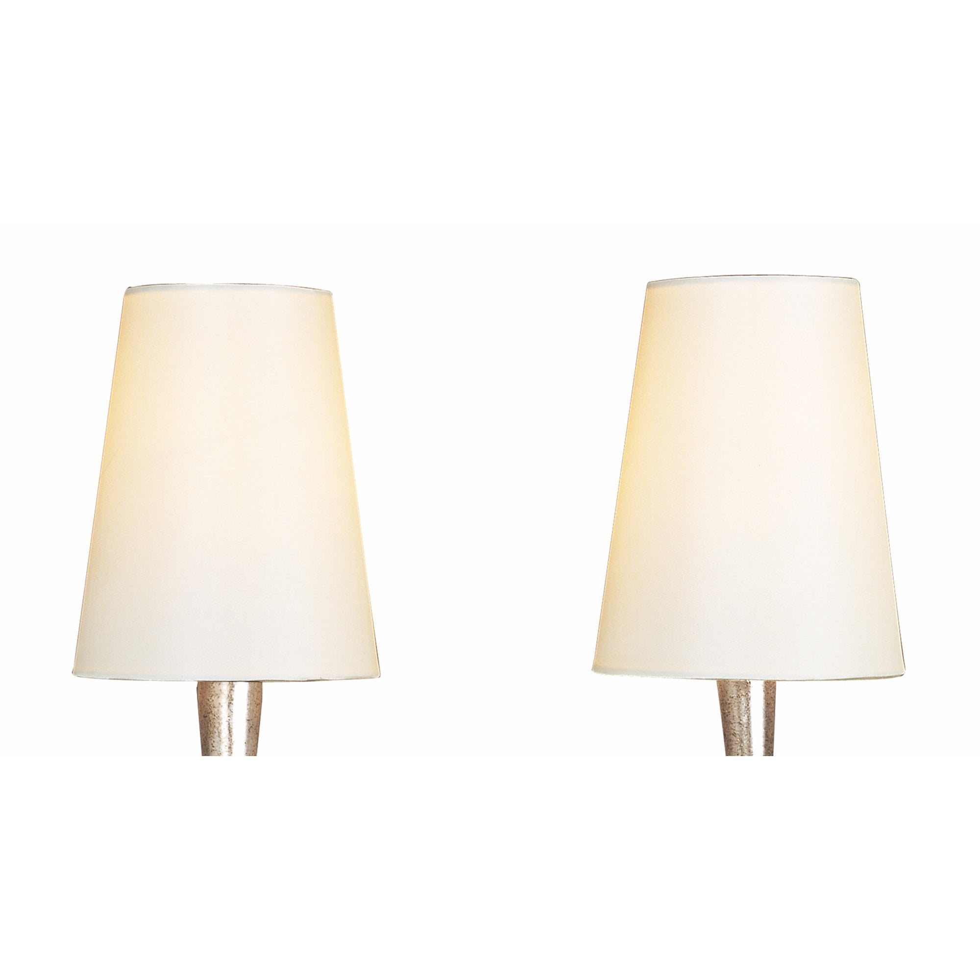 M0537/CS Paola Wall Lamp 2 Light E14 Silver Painted Cream Shades & Black Glass Droplets