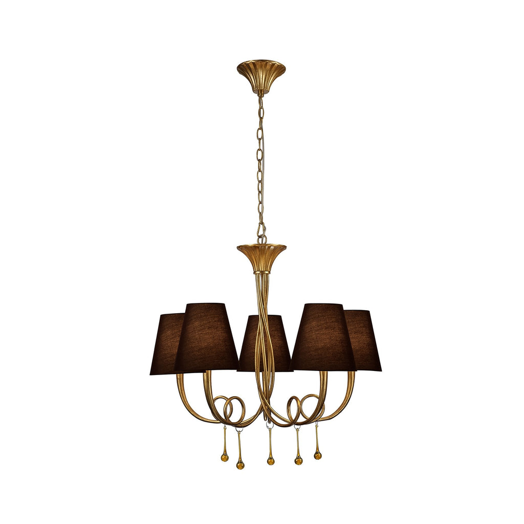M6206/BS Paola Pendant 70cm Round 5 Light Gold Painting Black Shades