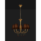 M6206/BS Paola Pendant 70cm Round 5 Light Gold Painting Black Shades