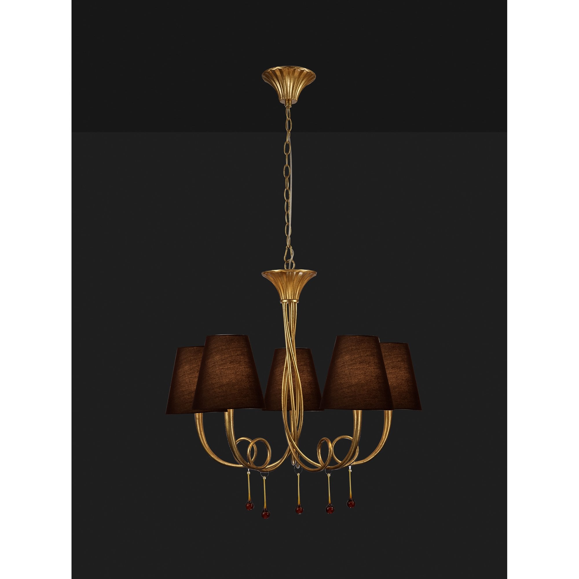 M6206/BS Paola Pendant 70cm Round 5 Light Gold Painting Black Shades