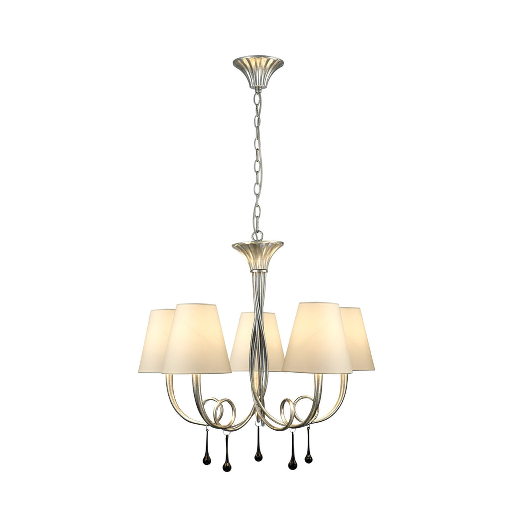 M6208/CS Paola Pendant 70cm Round 5 Light Silver Painting Cream Shades