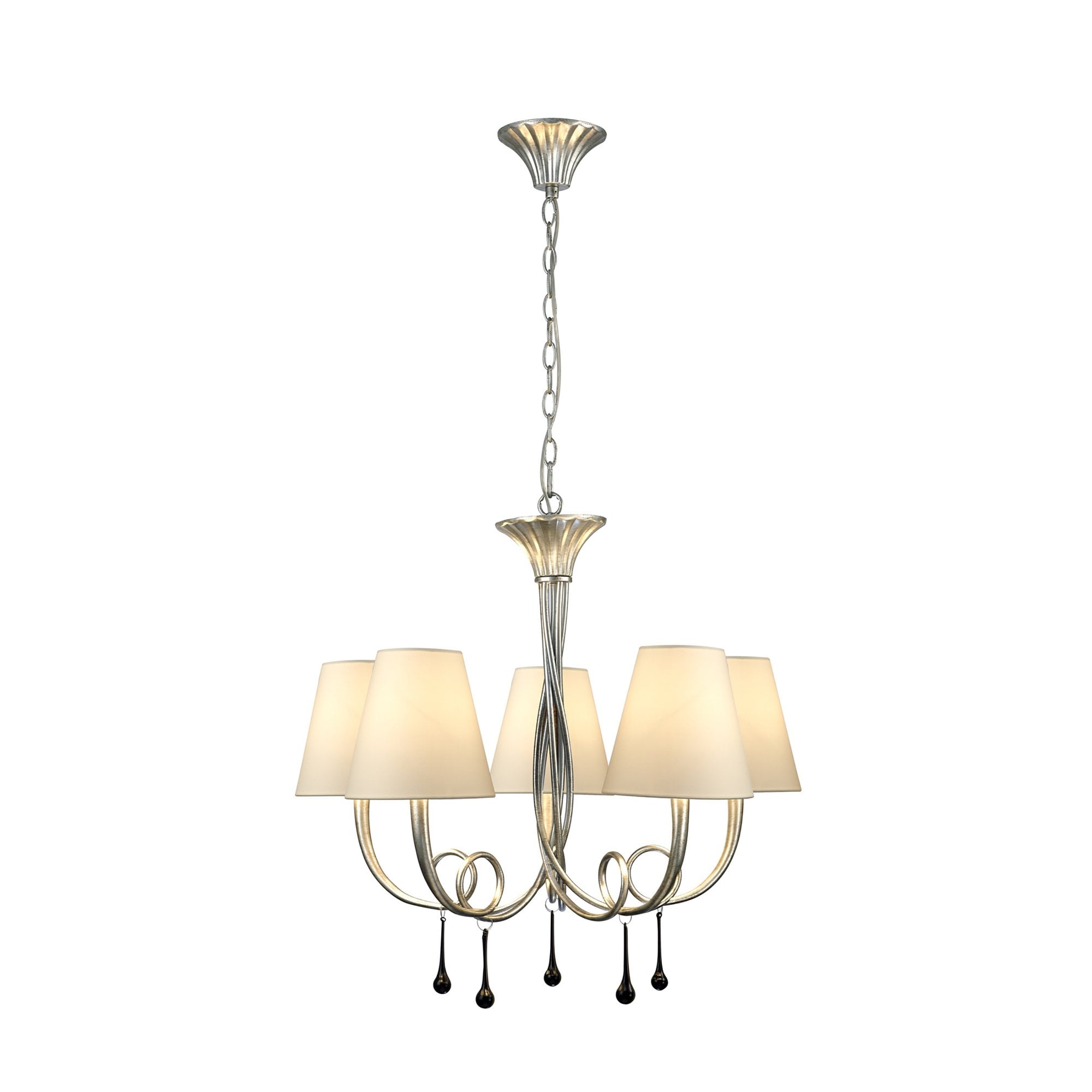 M6208/CS Paola Pendant 70cm Round 5 Light Silver Painting Cream Shades
