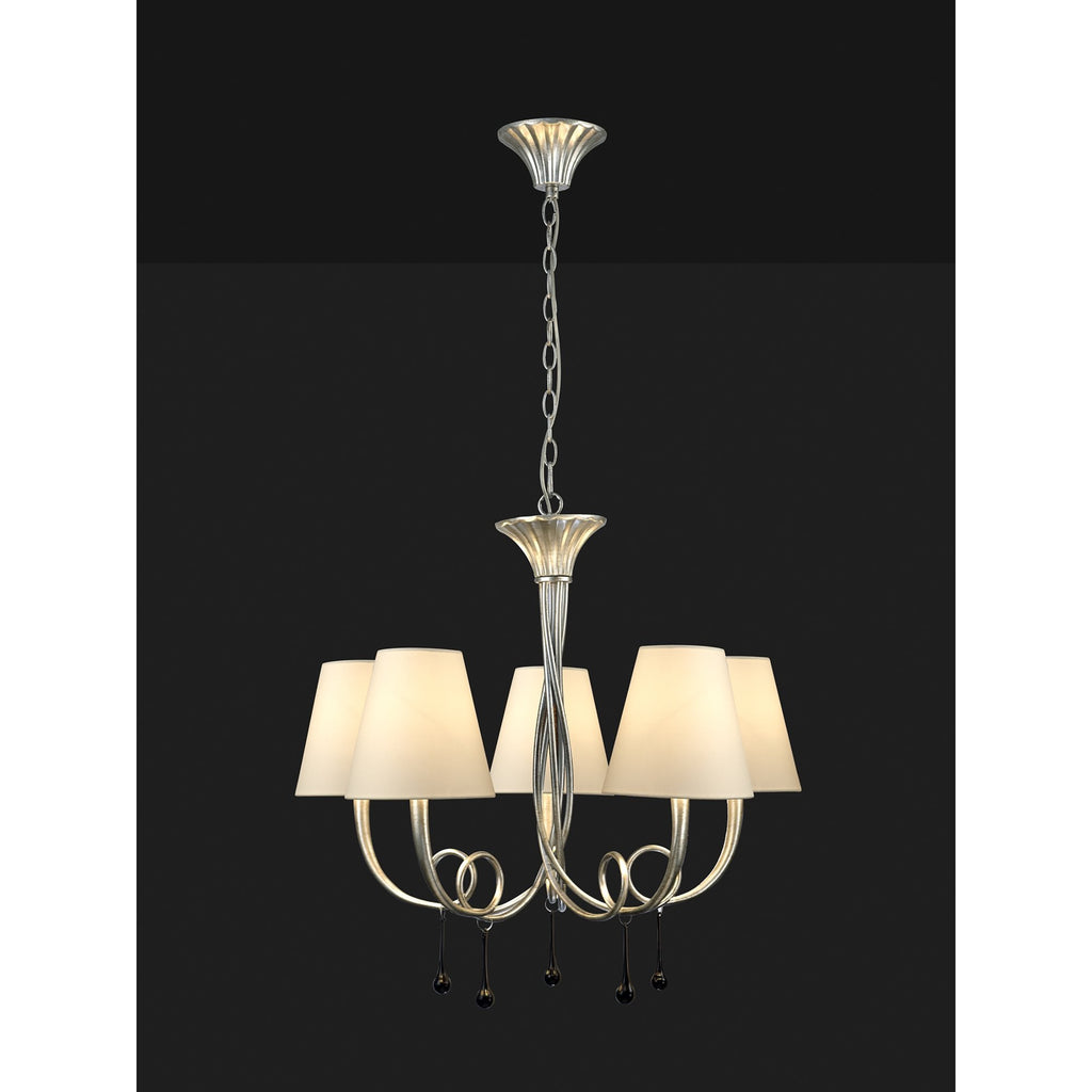 M6208/CS Paola Pendant 70cm Round 5 Light Silver Painting Cream Shades