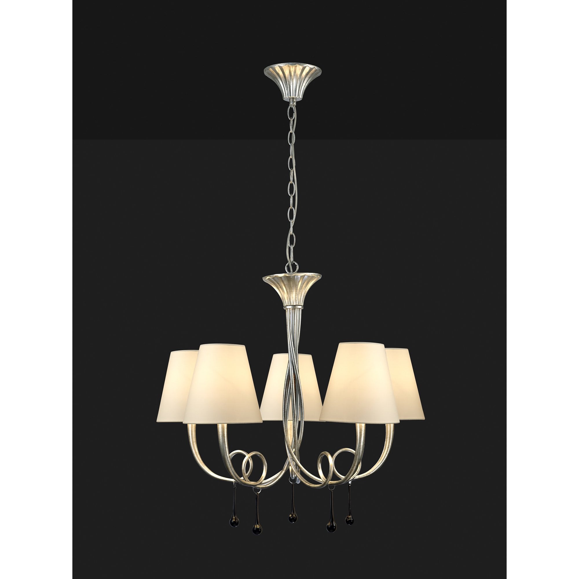 M6208/CS Paola Pendant 70cm Round 5 Light Silver Painting Cream Shades