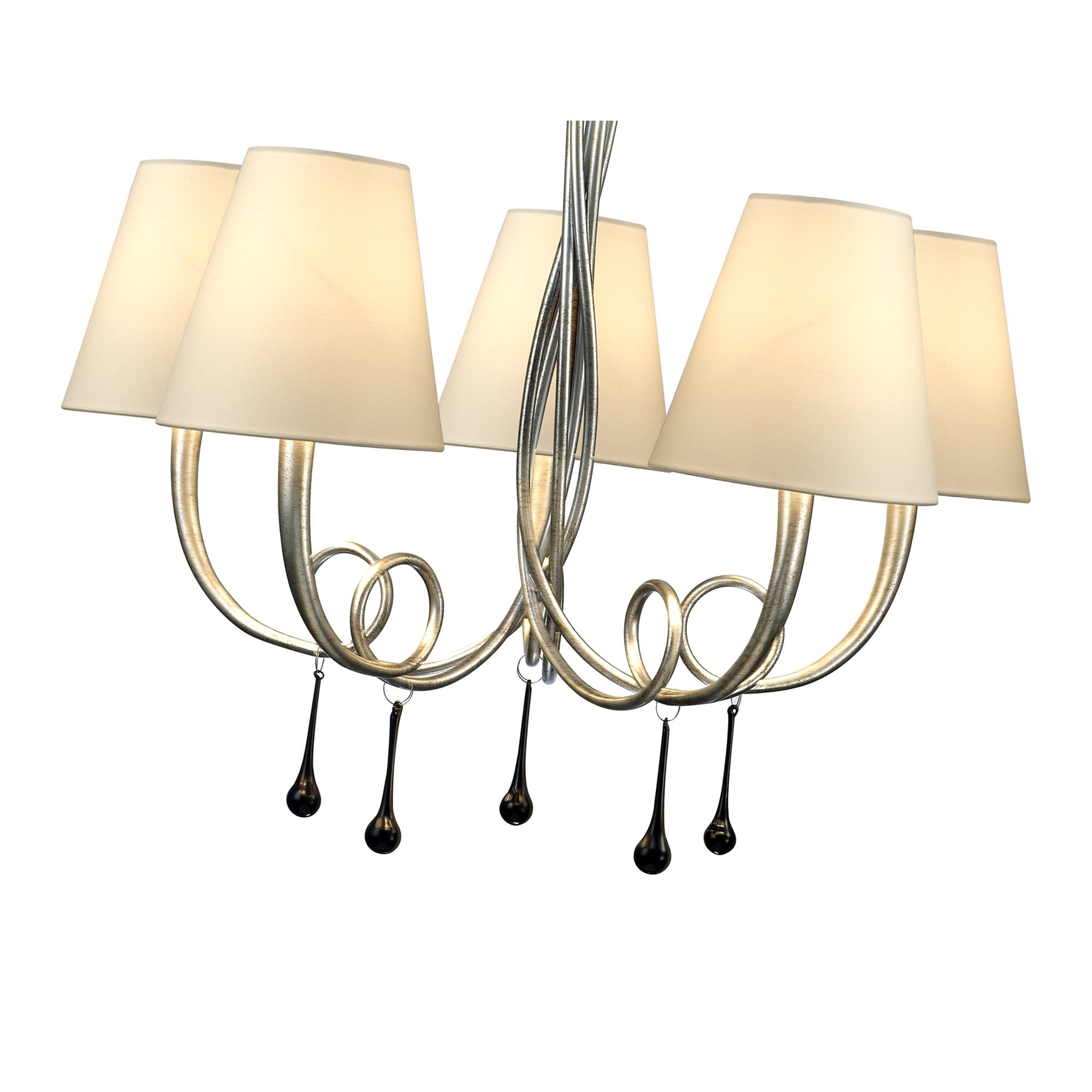M6208/CS Paola Pendant 70cm Round 5 Light Silver Painting Cream Shades