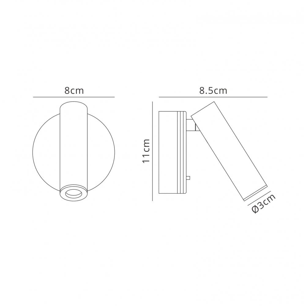 M6076 Prea Wall/Reading Light 3W LED Switched Satin Nickel