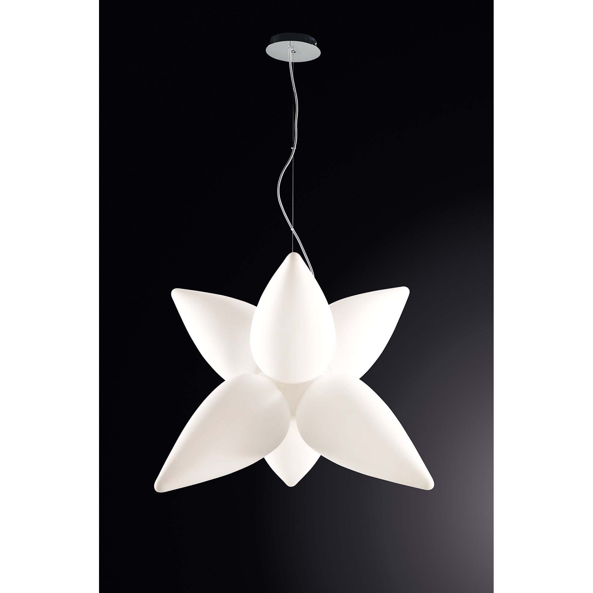 M1492 Palma Pendant 6 Light E27 Outdoor Matt White/Opal White