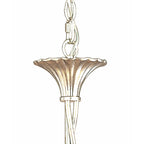 M0530/CS Paola Pendant 3 Arm 6 Light E14 Silver Painted Cream Shades & Black Glass Droplets