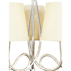 M0530/CS Paola Pendant 3 Arm 6 Light E14 Silver Painted Cream Shades & Black Glass Droplets