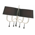 M0530 Paola Pendant 3 Arm 6 Light E14 Silver Painted Black Shades & Black Glass Droplets