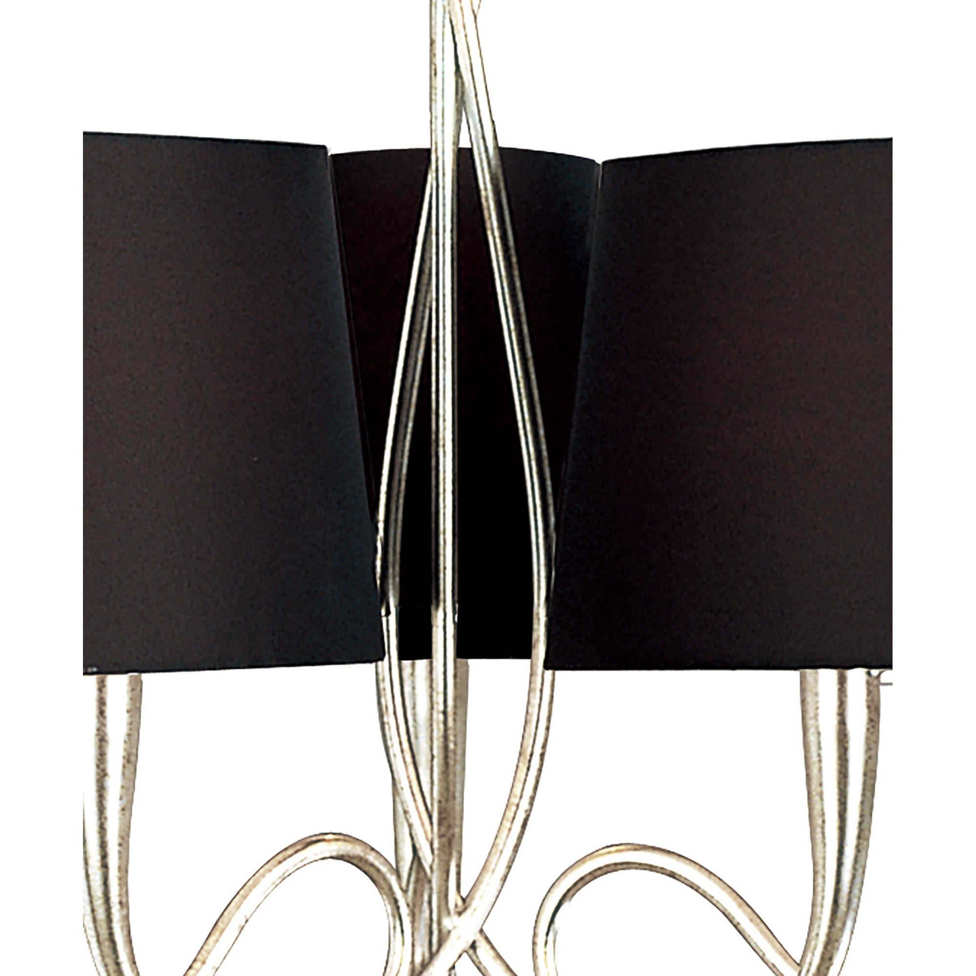 M0530 Paola Pendant 3 Arm 6 Light E14 Silver Painted Black Shades & Black Glass Droplets