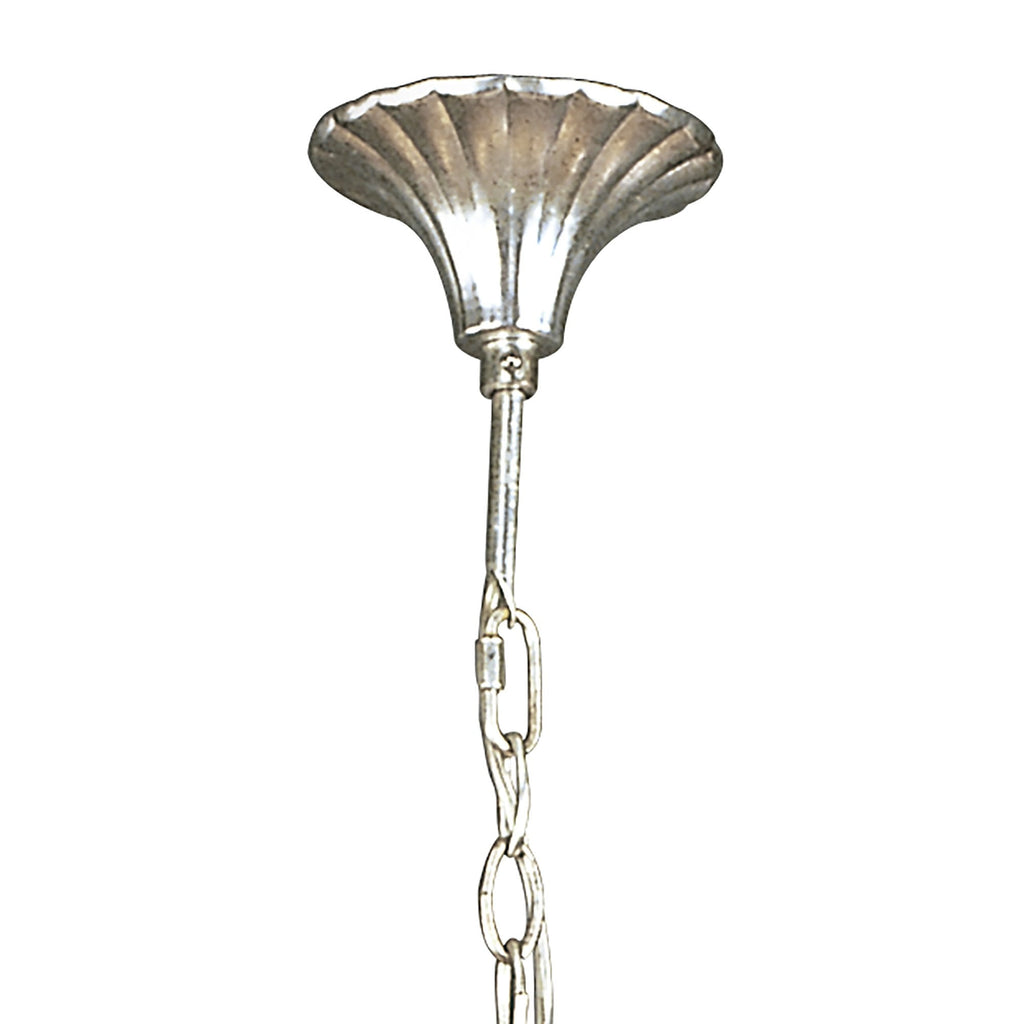 M0531 Paola Linear Pendant 2 Arm 6 Light E14 Silver Painted Black Shades & Black Glass Droplets