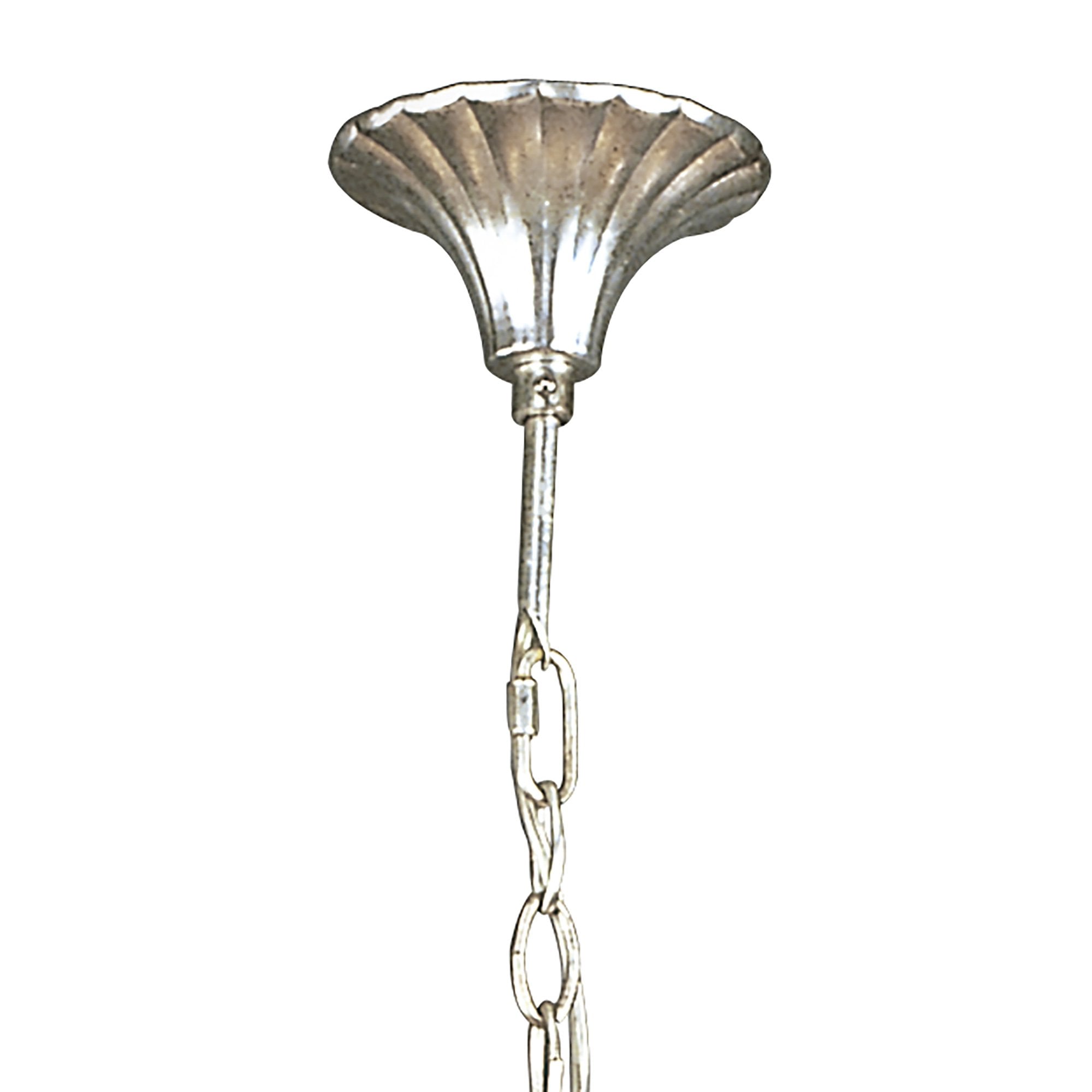 M0531 Paola Linear Pendant 2 Arm 6 Light E14 Silver Painted Black Shades & Black Glass Droplets