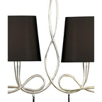 M0531 Paola Linear Pendant 2 Arm 6 Light E14 Silver Painted Black Shades & Black Glass Droplets