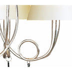M0532/CS Paola Pendant 3 Light E14 Silver Painted Cream Shades & Black Glass Droplets