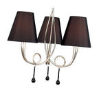 M0532 Paola Pendant 3 Light E14 Silver Painted Black Shades & Black Glass Droplets