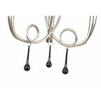 M0532 Paola Pendant 3 Light E14 Silver Painted Black Shades & Black Glass Droplets
