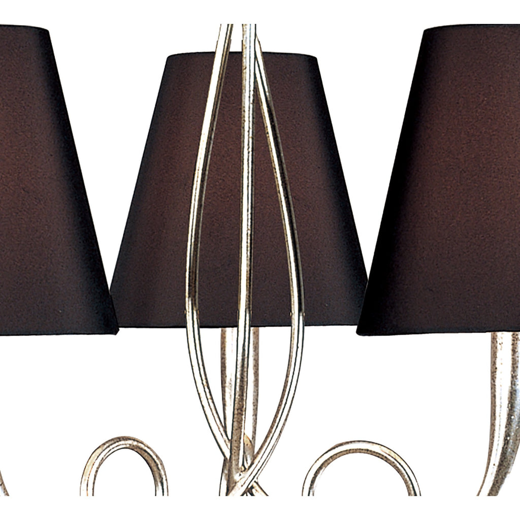 M0532 Paola Pendant 3 Light E14 Silver Painted Black Shades & Black Glass Droplets