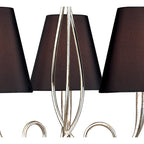 M0532 Paola Pendant 3 Light E14 Silver Painted Black Shades & Black Glass Droplets