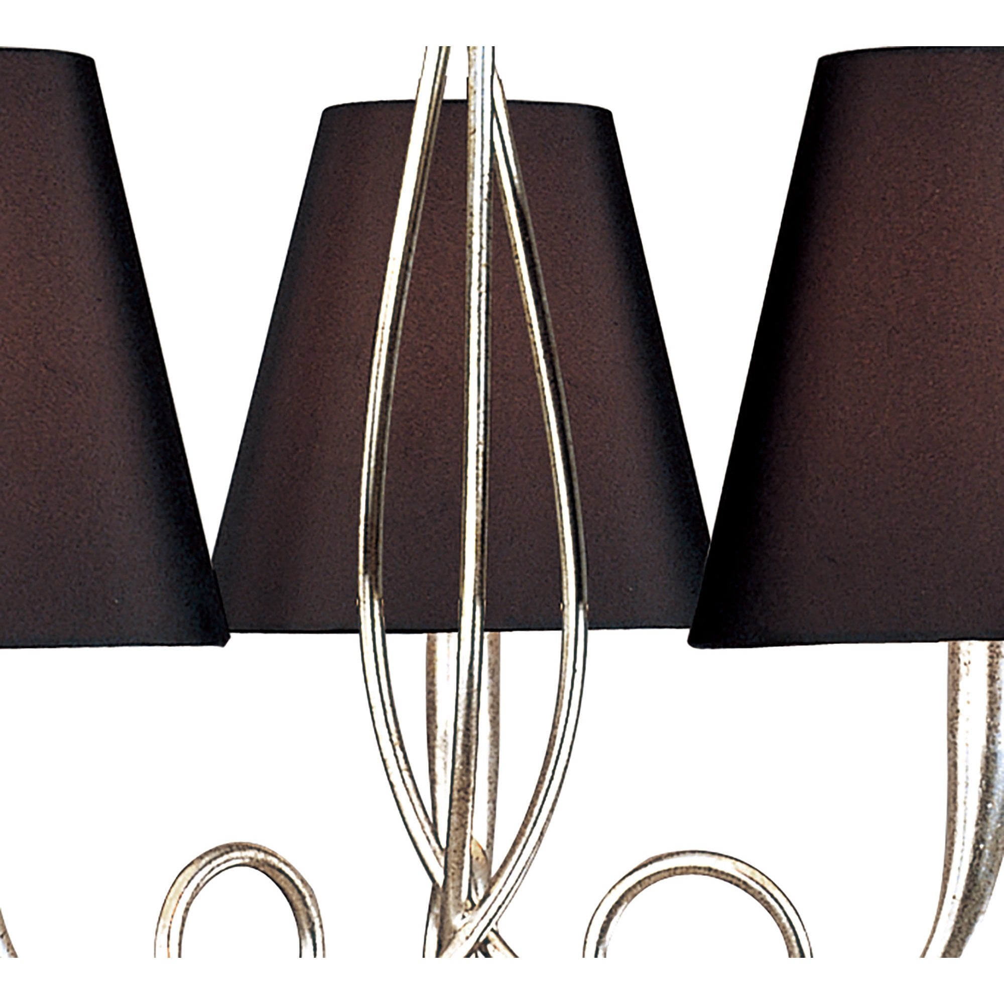 M0532 Paola Pendant 3 Light E14 Silver Painted Black Shades & Black Glass Droplets