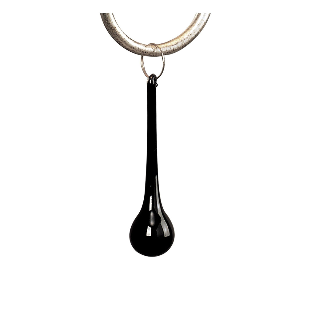 M0532 Paola Pendant 3 Light E14 Silver Painted Black Shades & Black Glass Droplets