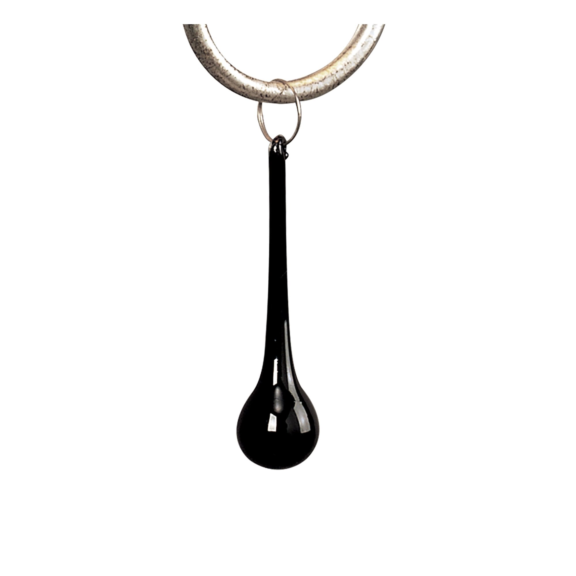 M0532 Paola Pendant 3 Light E14 Silver Painted Black Shades & Black Glass Droplets