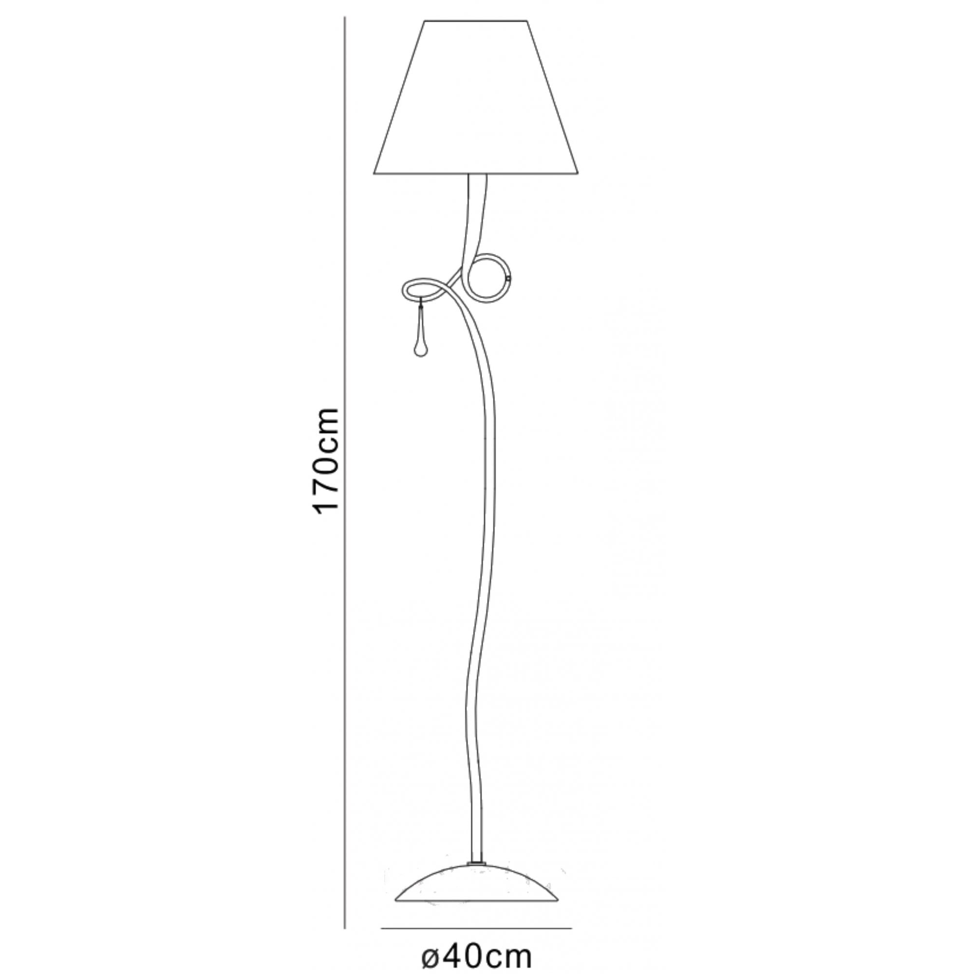 M0533 Paola Floor Lamp 1 Light E27 Silver Painted Black Shade & Black Glass Droplets