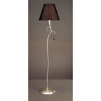 M0533 Paola Floor Lamp 1 Light E27 Silver Painted Black Shade & Black Glass Droplets