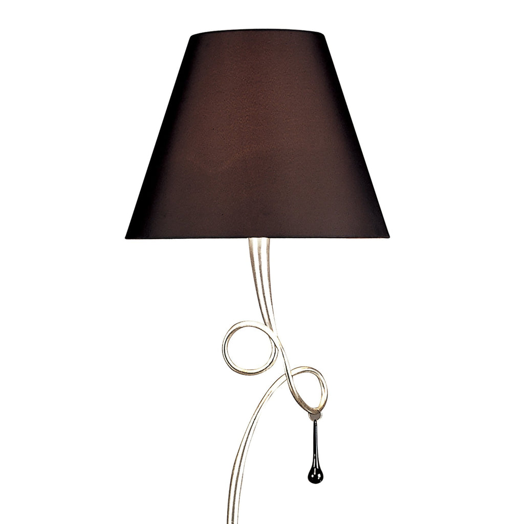 M0533 Paola Floor Lamp 1 Light E27 Silver Painted Black Shade & Black Glass Droplets