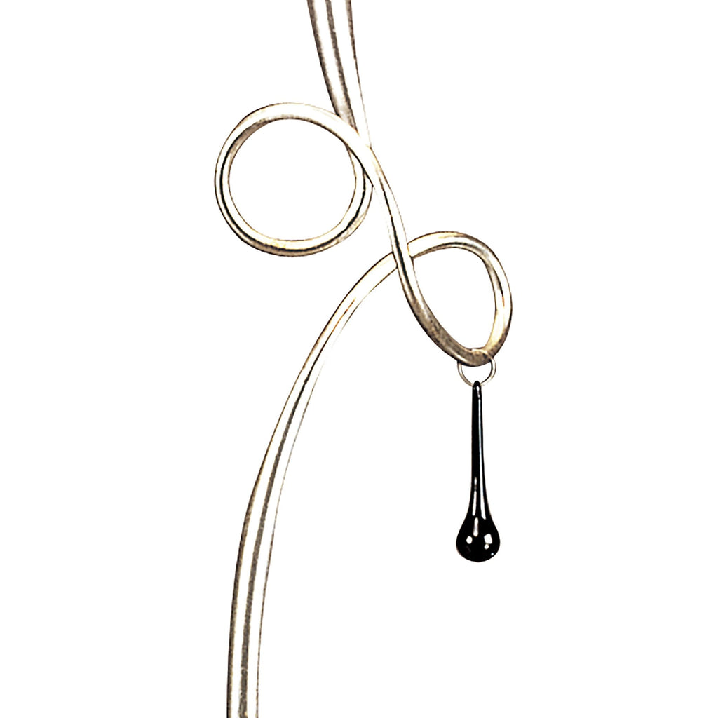M0533 Paola Floor Lamp 1 Light E27 Silver Painted Black Shade & Black Glass Droplets