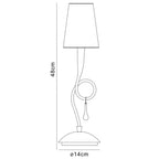 M0535/CS Paola Table Lamp 1 Light E14 Silver Painted Cream Shade & Black Glass Droplets