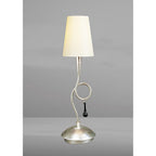 M0535/CS Paola Table Lamp 1 Light E14 Silver Painted Cream Shade & Black Glass Droplets