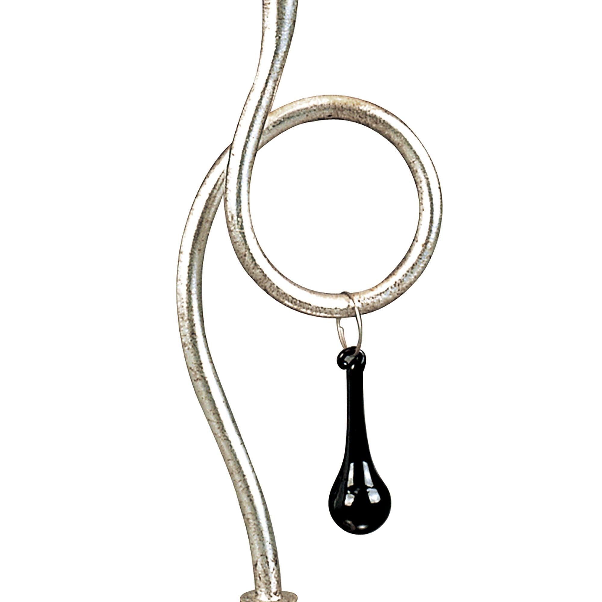 M0535/CS Paola Table Lamp 1 Light E14 Silver Painted Cream Shade & Black Glass Droplets