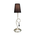 M0535 Paola Table Lamp 1 Light E14 Silver Painted Black Shade & Black Glass Droplets