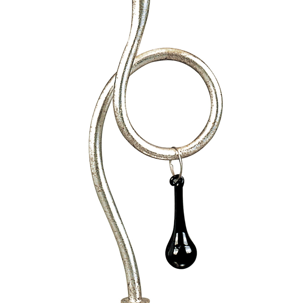 M0535 Paola Table Lamp 1 Light E14 Silver Painted Black Shade & Black Glass Droplets