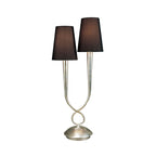M0536 Paola Table Lamp 2 Light E14 Silver Painted Black Shades
