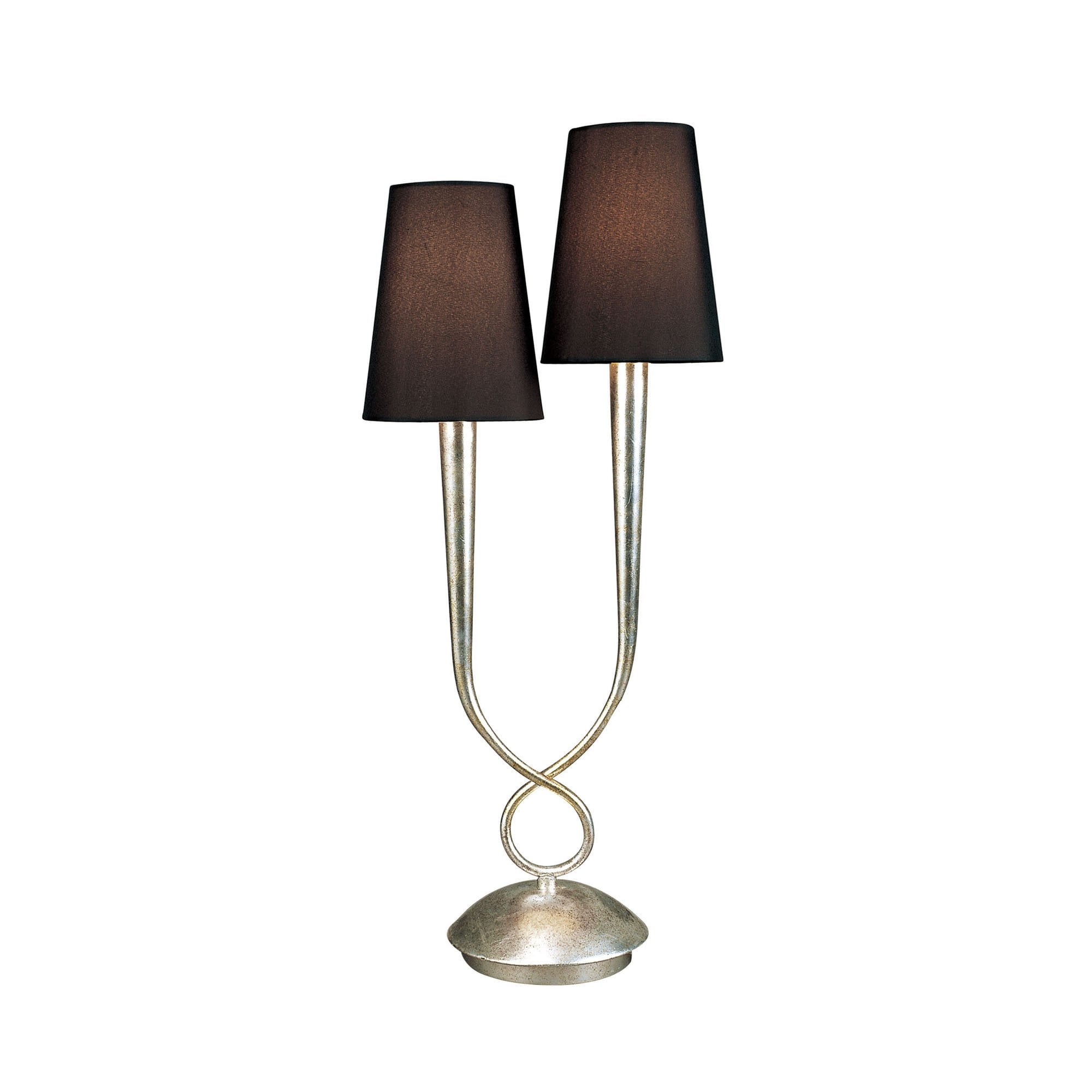 M0536 Paola Table Lamp 2 Light E14 Silver Painted Black Shades