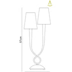 M0536 Paola Table Lamp 2 Light E14 Silver Painted Black Shades
