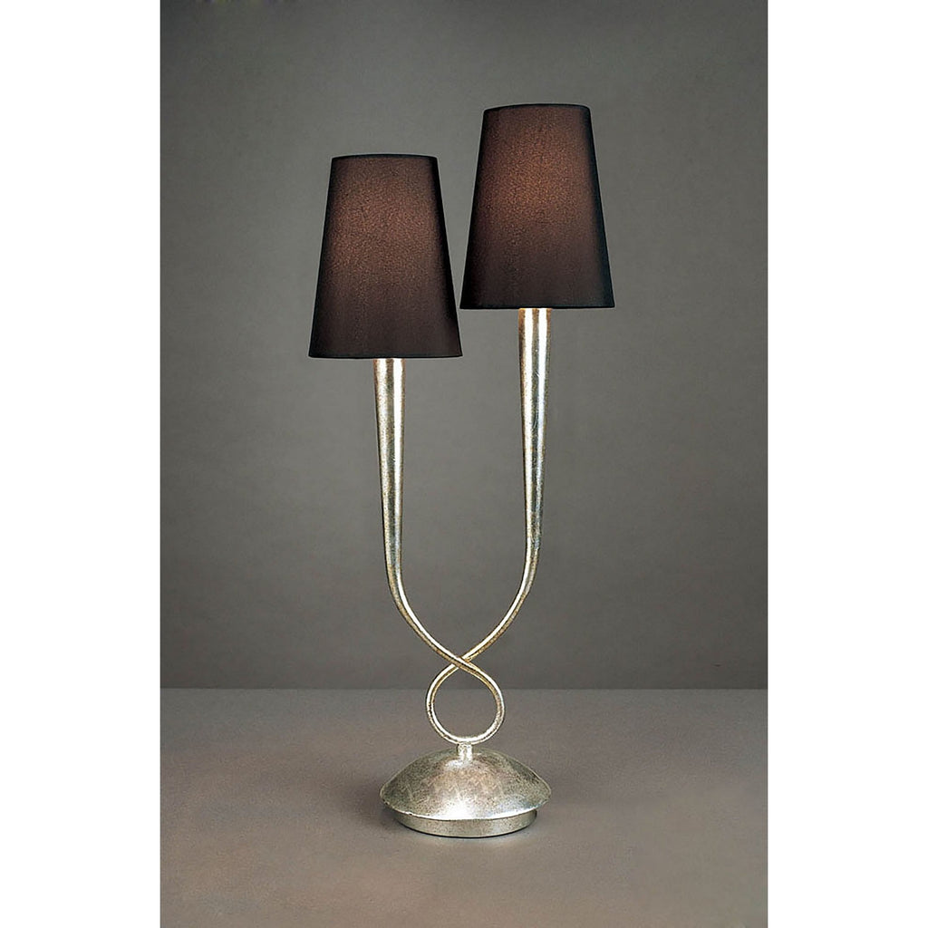 M0536 Paola Table Lamp 2 Light E14 Silver Painted Black Shades