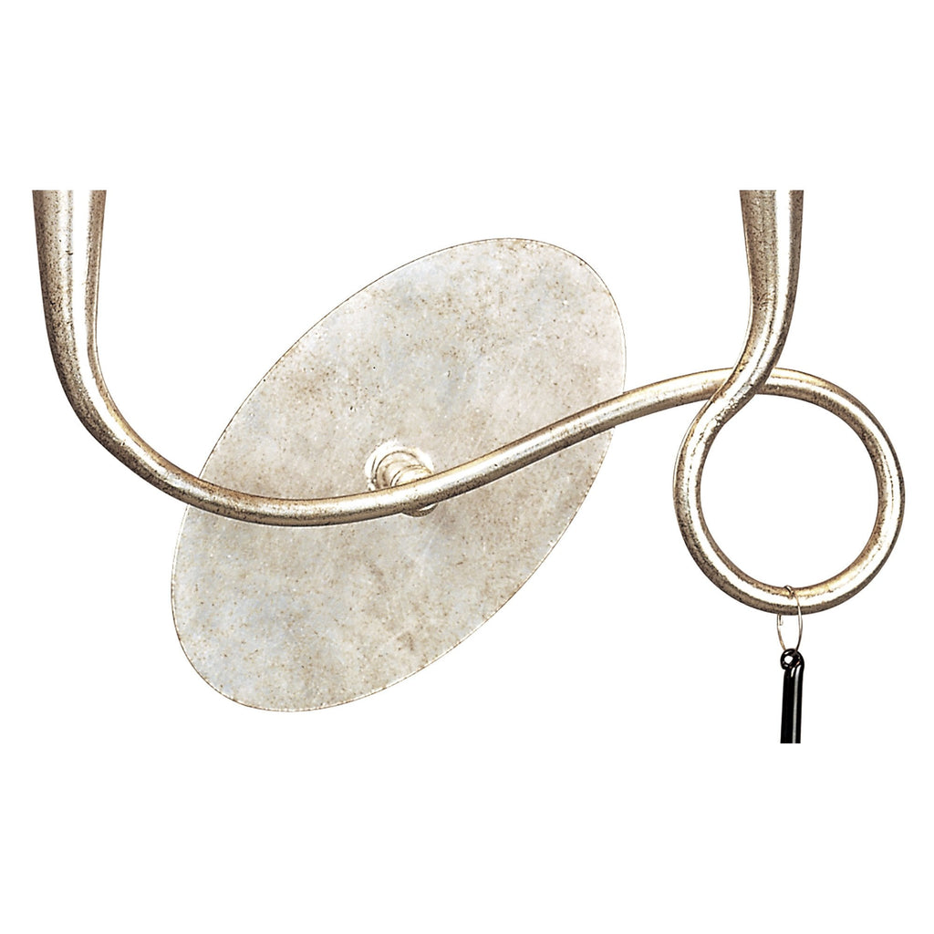 M0537/S Paola Wall Lamp Switched 2 Light E14 Silver Painted Black Shades & Black Glass Droplets