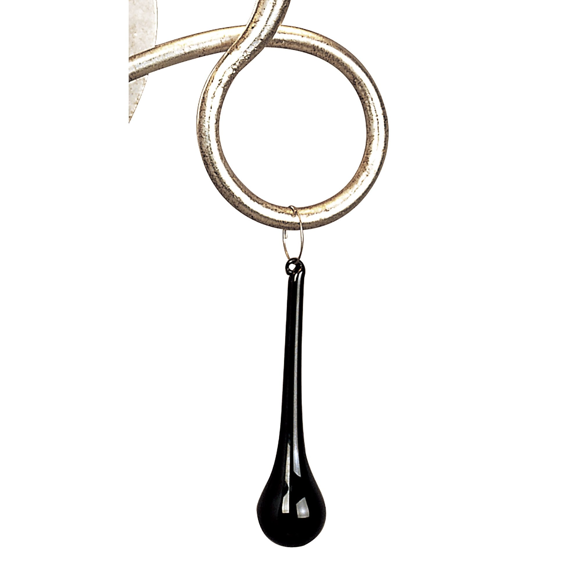 M0537/S Paola Wall Lamp Switched 2 Light E14 Silver Painted Black Shades & Black Glass Droplets (S)