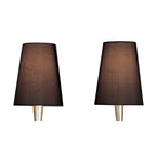 M0537/S Paola Wall Lamp Switched 2 Light E14 Silver Painted Black Shades & Black Glass Droplets