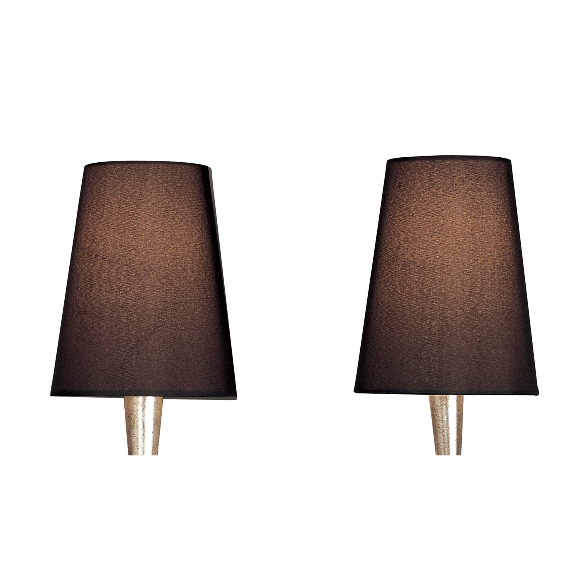 M0537 Paola Wall Lamp 2 Light E14 Silver Painted Black Shades & Black Glass Droplets