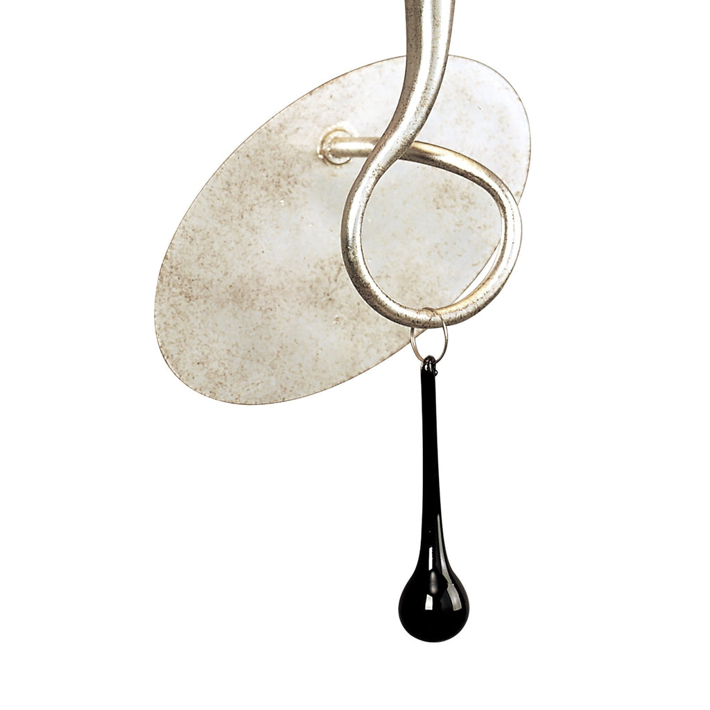 M0538/S/CS Paola Wall Lamp Switched 1 Light E14 Silver Painted Cream Shade & Black Glass Droplets
