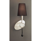 M0538/S Paola Wall Lamp Switched 1 Light E14 Silver Painted Black Shade & Black Glass Droplets