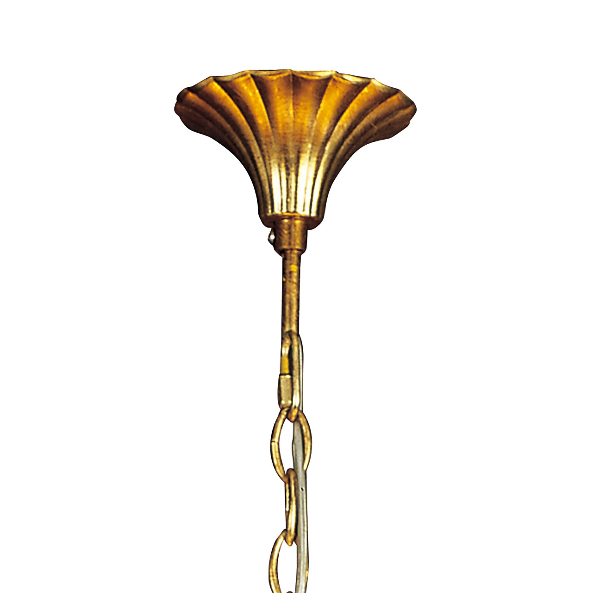 M0540/BS Paola Pendant 3 Arm 6 Light E14 Gold Painted Black Shades & Amber Glass Droplets