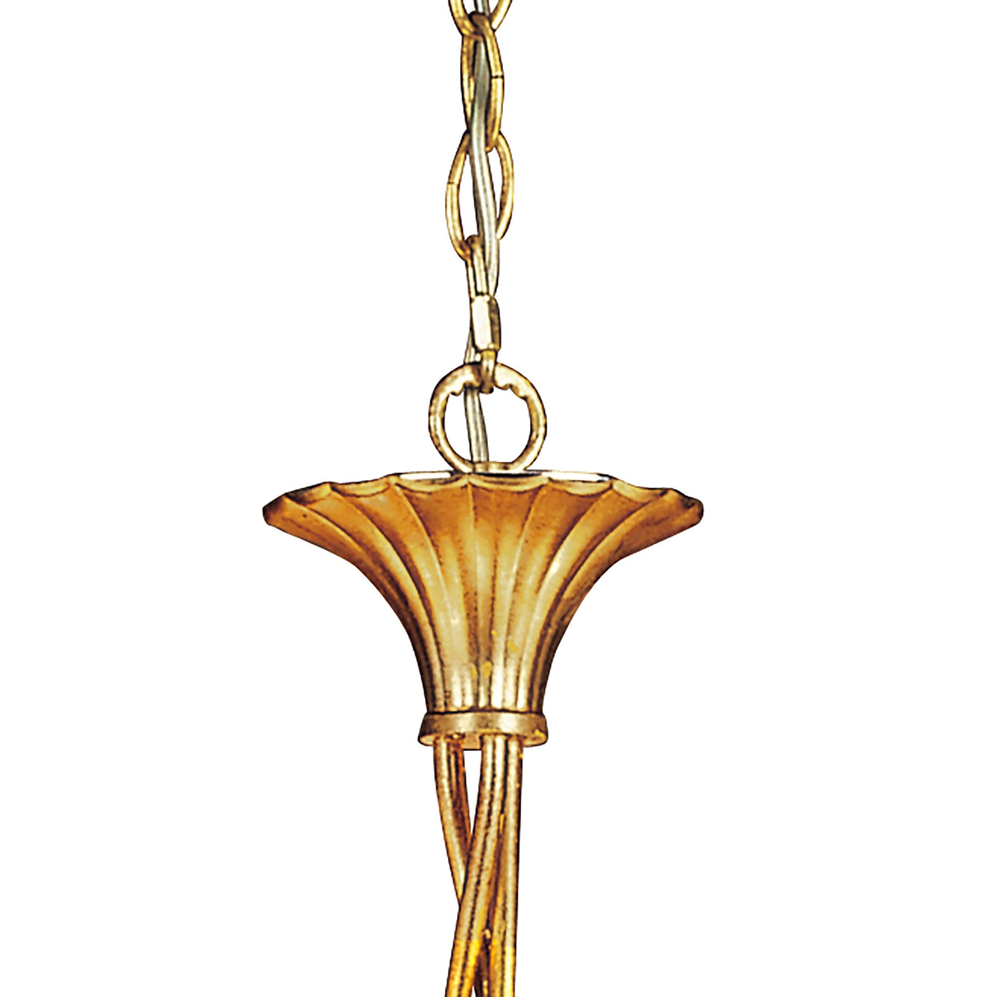 M0540/BS Paola Pendant 3 Arm 6 Light E14 Gold Painted Black Shades & Amber Glass Droplets