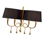 M0540/BS Paola Pendant 3 Arm 6 Light E14 Gold Painted Black Shades & Amber Glass Droplets